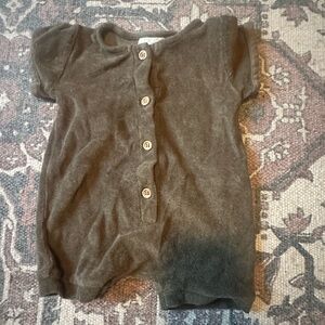 The Simple Folk Terry Cloth Forest Green Baby Romper 3-6 months